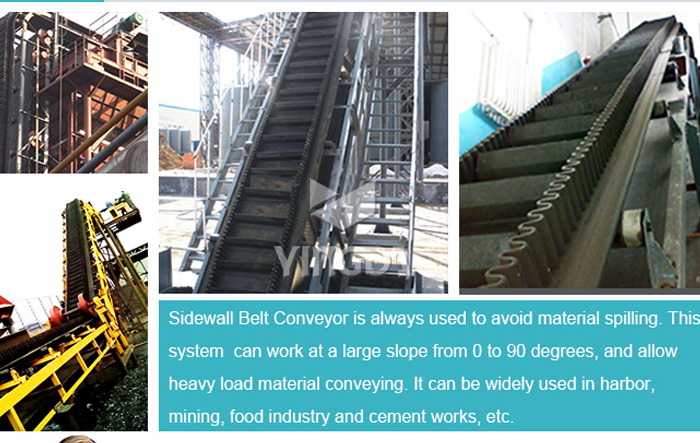 corrugated belt conveyor, large angle belt conveyor, sidewall belt conveyor